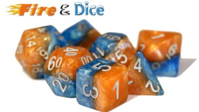 Gate Keeper Games: 7-Die Set Halfsies - Fire & Dice Online Sale